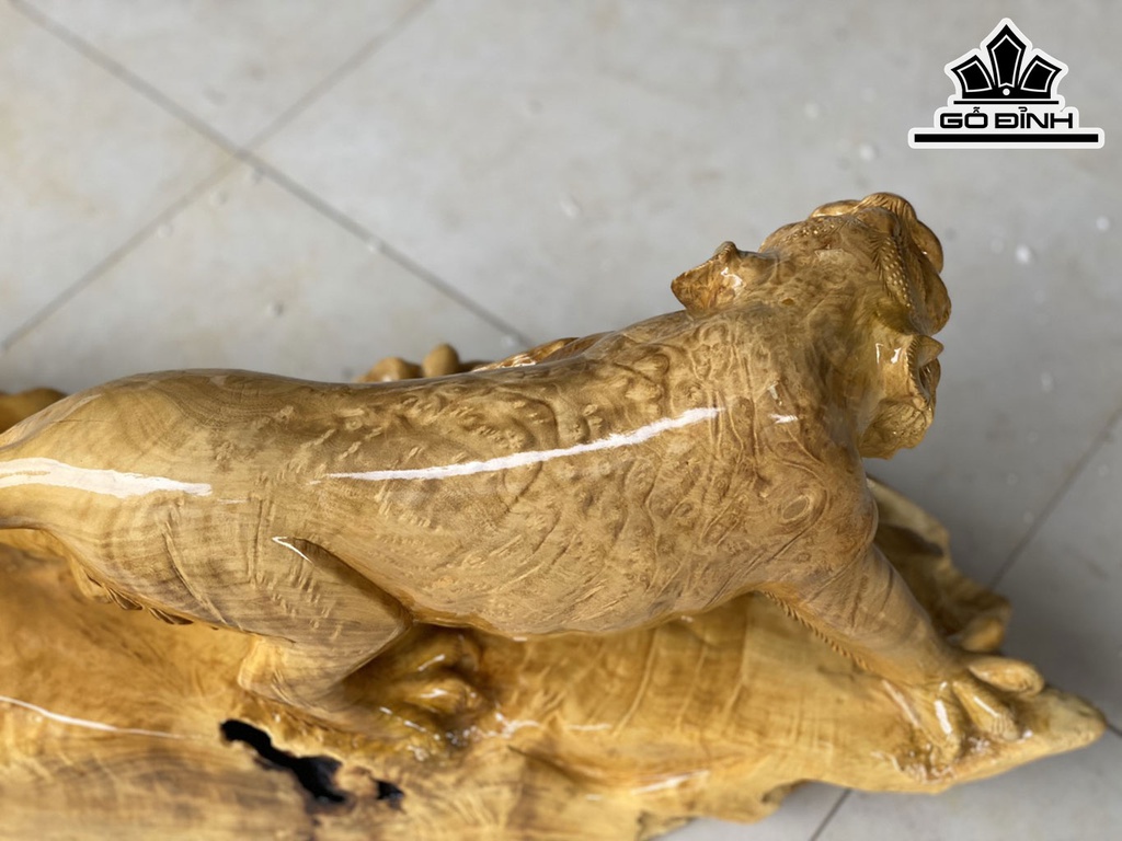 Tượng Hổ Phong Thủy Gỗ Nu Kháo Cao 30 Ngang 73 Sâu 20 (cm)