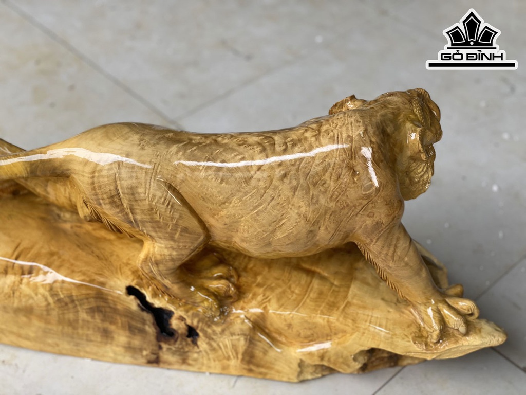 Tượng Hổ Phong Thủy Gỗ Nu Kháo Cao 30 Ngang 73 Sâu 20 (cm)