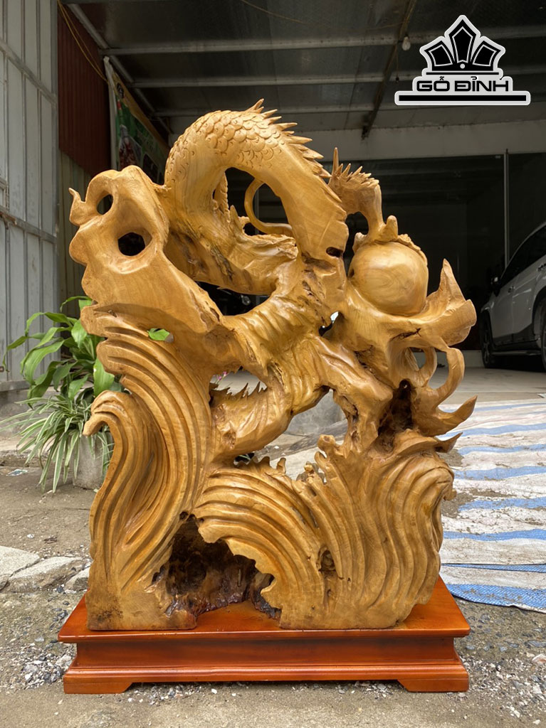 Tượng Rồng ( Nhất Long) Gỗ Xá Xị Cao 73 Ngang 60 Sâu 20 (cm)