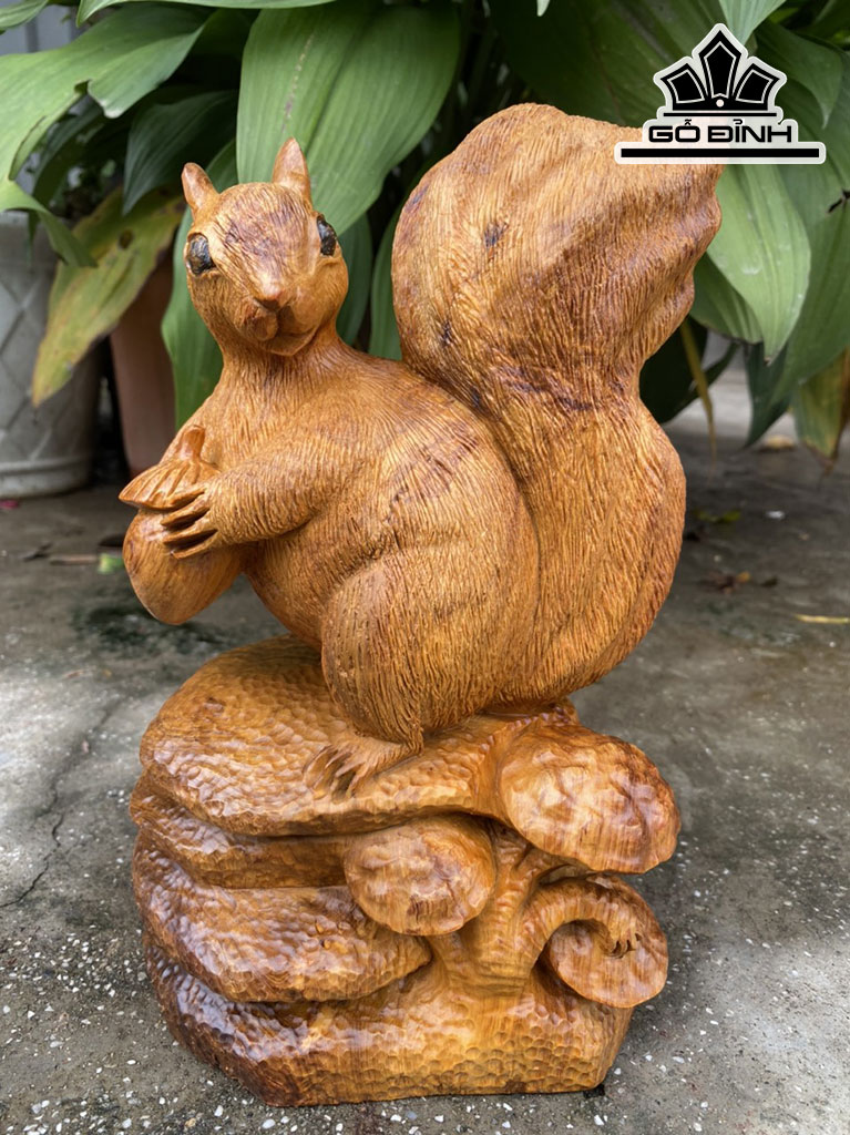Tượng Sóc Phong Thủy Gỗ Hương Cao 25 Ngang 15 Sâu 14 (cm)