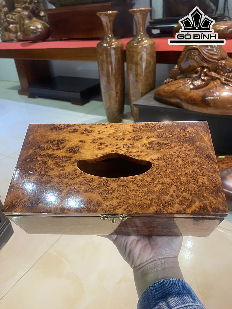 Hộp Đựng Khăn Giấy Gỗ Nu Ngọc Am Cao 8 Dài 12,8 Rộng 11,7 Dày 1 (cm)
