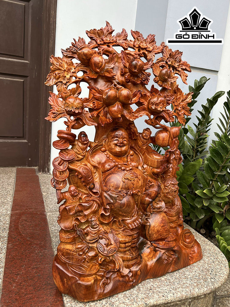 Tượng Phật Di Lặc Ngũ Phúc Gỗ Cẩm Cao 79 Ngang 54 Sâu 31 (cm)