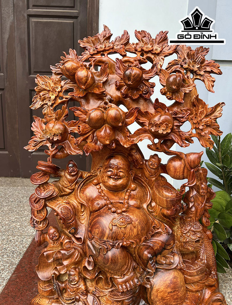 Tượng Phật Di Lặc Ngũ Phúc Gỗ Cẩm Cao 79 Ngang 54 Sâu 31 (cm)