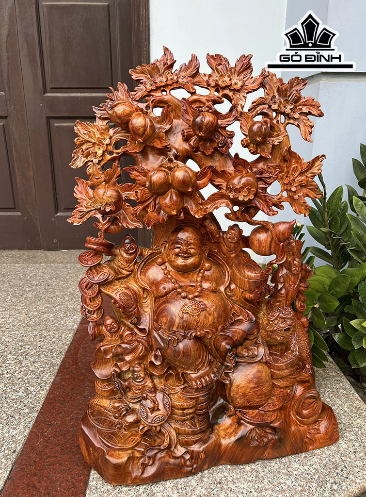 Tượng Phật Di Lặc Ngũ Phúc Gỗ Cẩm Cao 79 Ngang 54 Sâu 31 (cm)