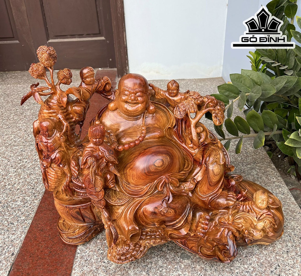 Tượng Phật Di Lặc Ngũ Phúc Gỗ Hương Cao 51 Ngang 62 Sâu 37 (cm)