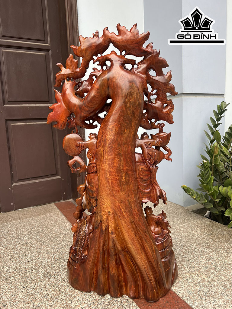 Tượng Phật Di Lặc Ngũ Phúc Thuần Nghê Gỗ Cẩm Cao 93 Ngang 46 Sâu 27 (cm)