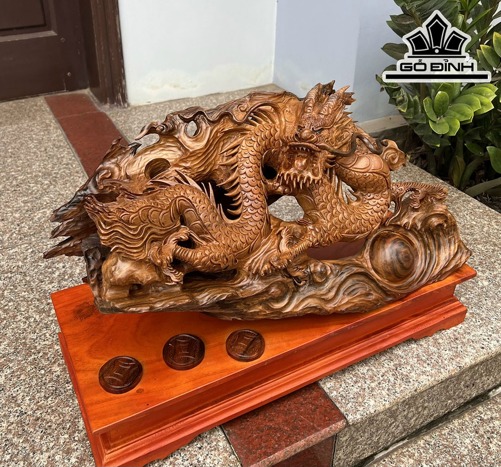 Tượng Rồng ( Nhất Long) Gỗ Xá Xị Cao 40 Ngang 60 Sâu 25 (cm)