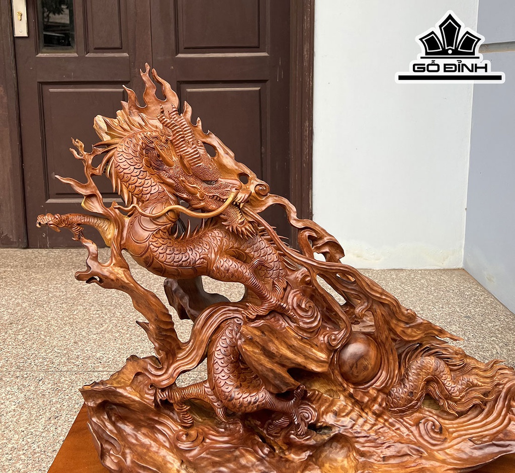 Tượng Rồng ( Nhất Long) Gỗ Xá Xị Cao 75 Ngang 80 Sâu 30 (cm)
