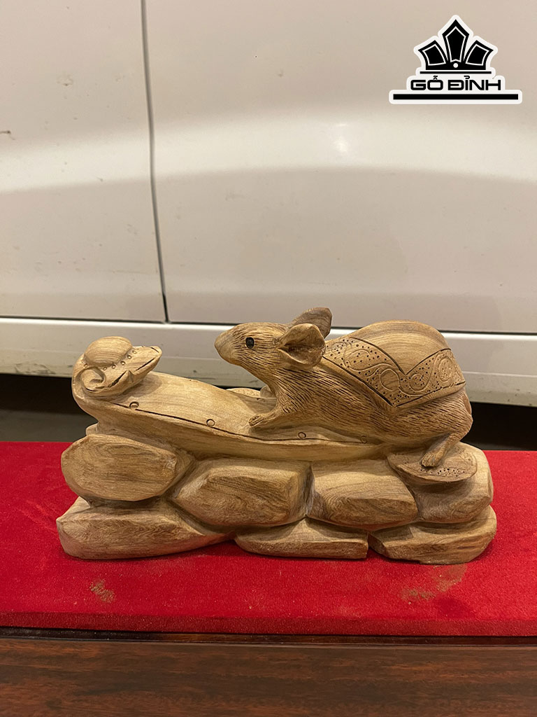 Tượng Chuột Phong Thủy Gỗ Ngọc Am Cao 17 Ngang 32 Sâu 11 (cm)