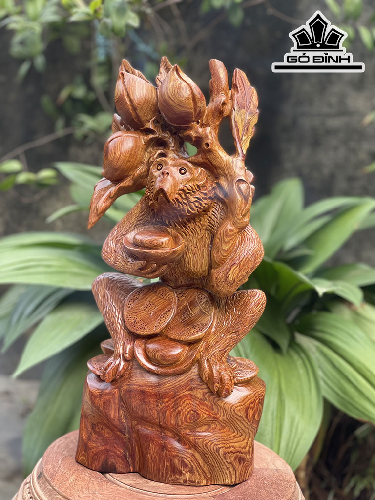 Tượng Khỉ Phong Thủy Gỗ Cẩm Cao 46 Ngang 20 Sâu 13 (cm)