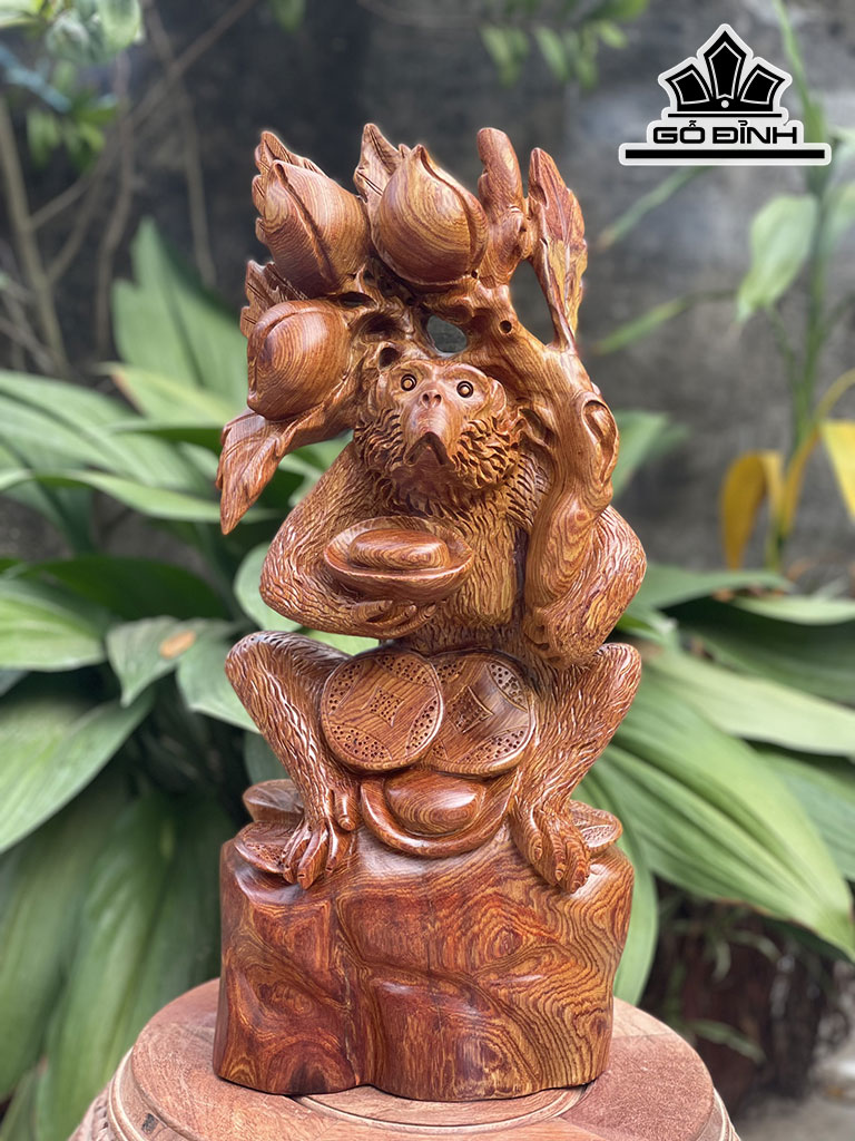 Tượng Khỉ Phong Thủy Gỗ Cẩm Cao 46 Ngang 20 Sâu 13 (cm)