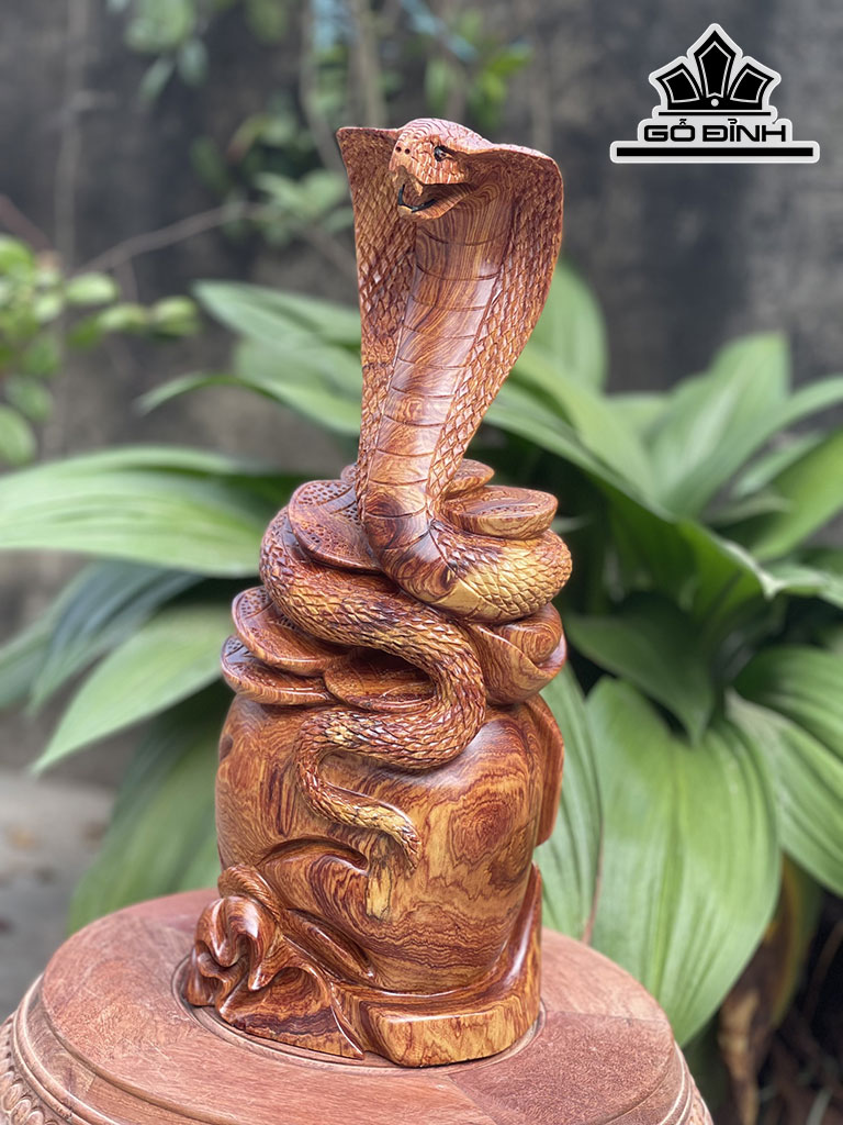 Tượng Rắn Phong Thủy Gỗ Cẩm Cao 40 Ngang 16 Sâu 12 (cm)