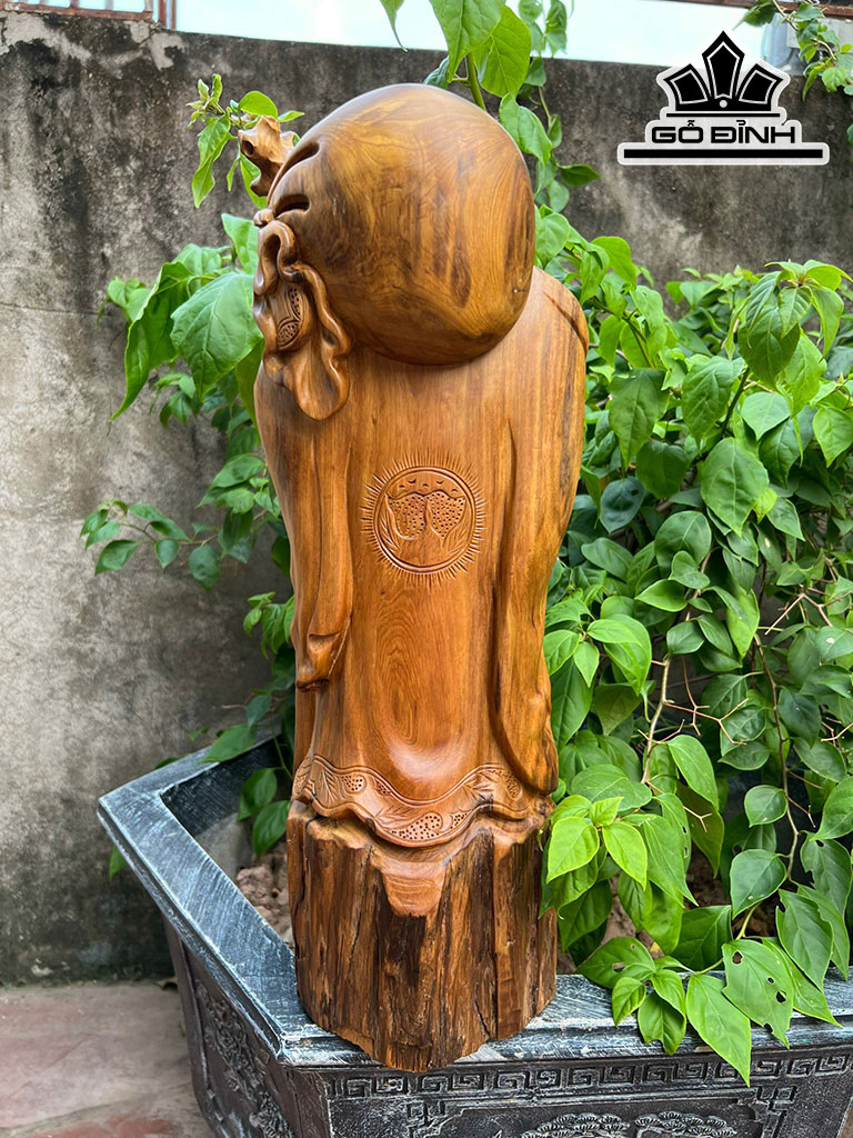 Tượng Phật Di Lặc Gỗ Pơ Mu Cao 48 Ngang 28 Sâu 15 (cm)