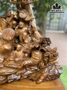 Tượng Phật Di Lặc Tam Phúc Gỗ Bách Xanh Cao 90 Ngang 70 Sâu 30 (cm)