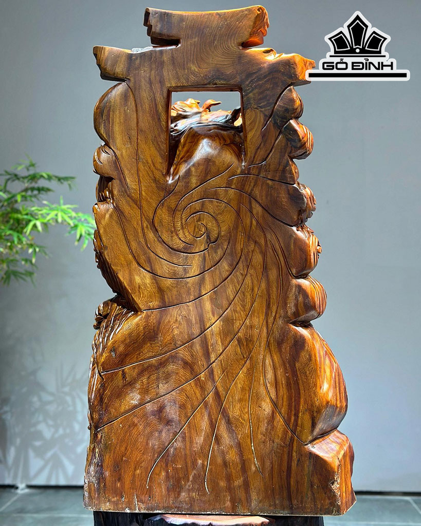 Tượng Cá Chép Hóa Rồng Gỗ Ngọc Am Cao 97 Ngang 59 Sâu 33 (cm)