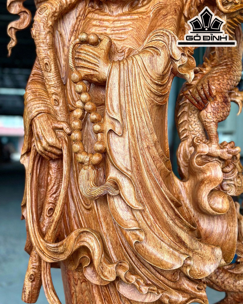 Tượng Đạt Ma Hàm Long Gỗ Hương Đá Cao 144 Ngang 61 Sâu 33 (cm)
