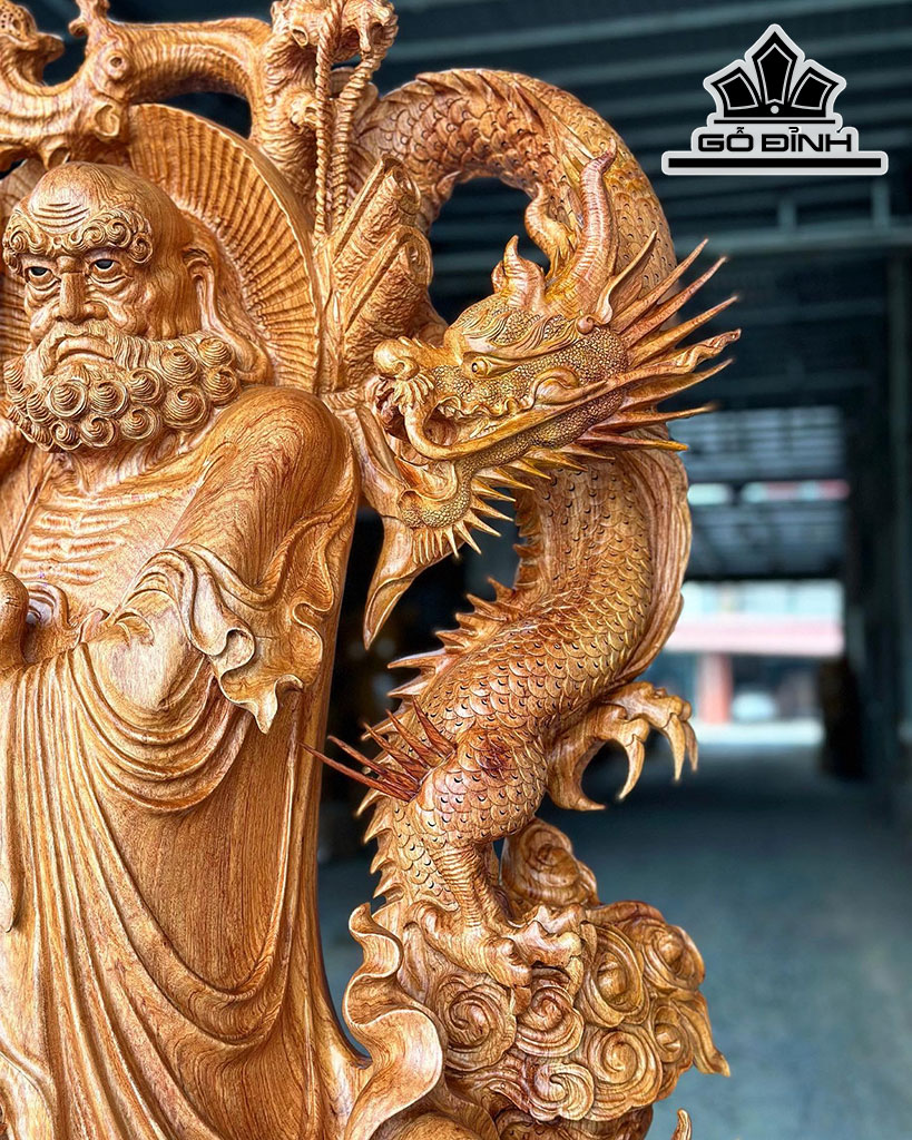 Tượng Đạt Ma Hàm Long Gỗ Hương Đá Cao 144 Ngang 61 Sâu 33 (cm)