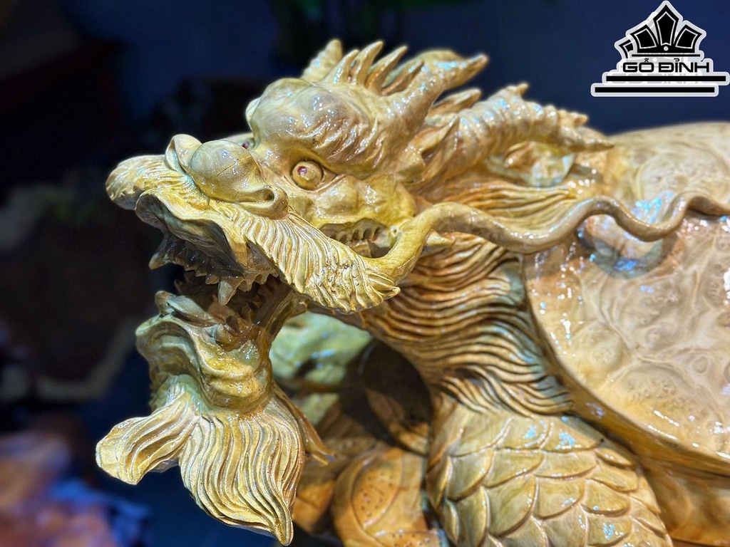 Tượng Long Quy Gỗ Nu Kháo Cao 26 Ngang 50 Sâu 30 (cm)