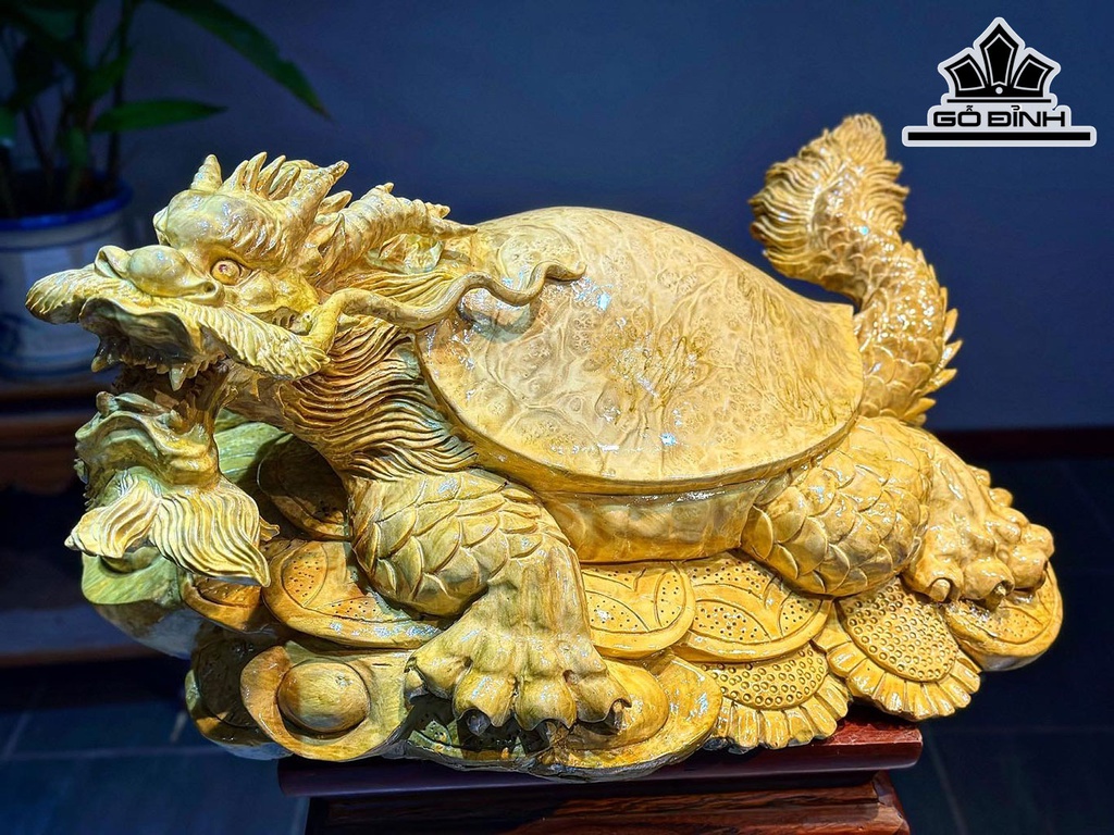 Tượng Long Quy Gỗ Nu Kháo Cao 26 Ngang 50 Sâu 30 (cm)