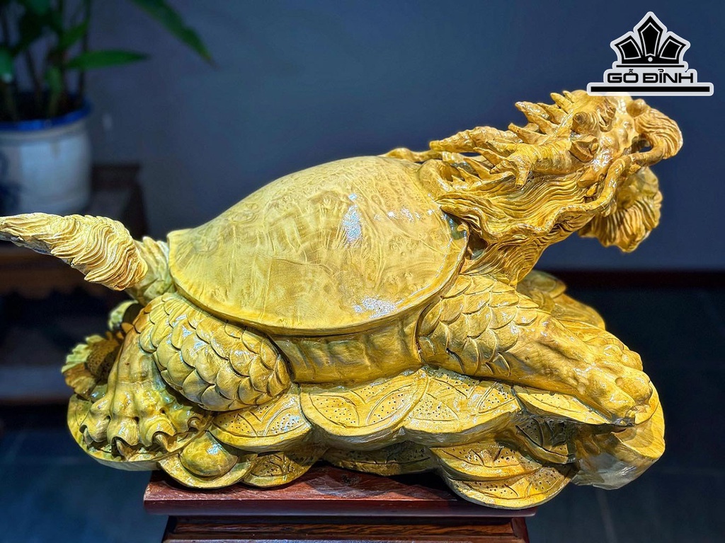 Tượng Long Quy Gỗ Nu Kháo Cao 26 Ngang 50 Sâu 30 (cm)