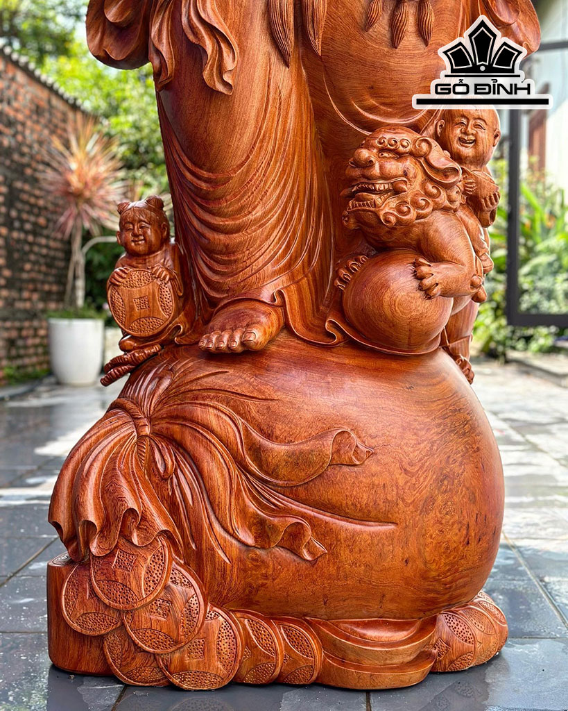 Tượng Phật Di Lặc Chúc Phúc Gỗ Hương Cao 220 Ngang 80 Sâu 57 (cm)