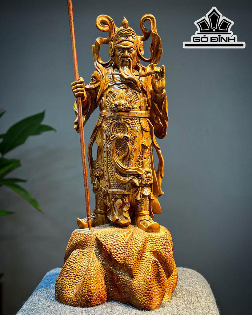 Tượng Quan Công Gỗ Sưa Cao 51 Ngang 22 Sâu 23 (cm)