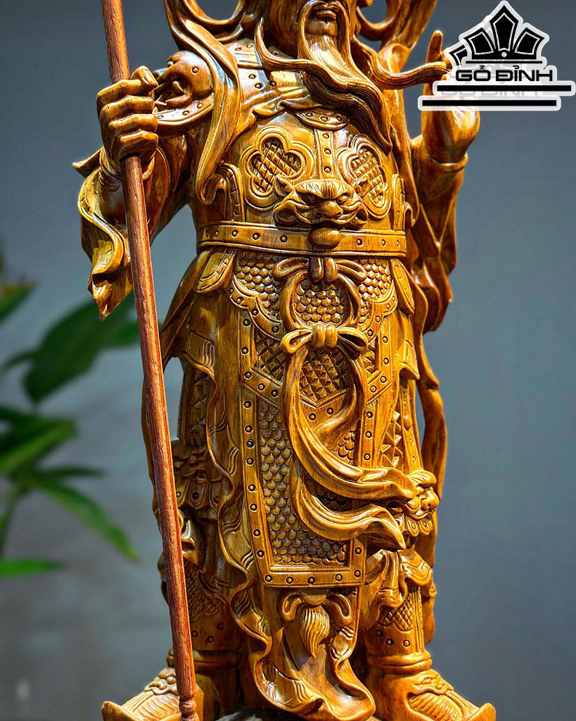 Tượng Quan Công Gỗ Sưa Cao 51 Ngang 22 Sâu 23 (cm)