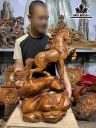 Tượng Ngựa Phong Thủy (Nhất Mã Phi Thiên) Gỗ Hương Cao 51 Ngang 22 Sâu 21 (cm)
