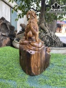 Tượng Nhất Dương Gỗ Bách Xanh Cao 38 Ngang 30 Sâu 23 (cm)