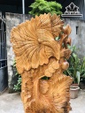Tượng Cá Xiêm Đôi Gỗ Ngọc Am Cao 95 Ngang 39 Sâu 16 (cm)