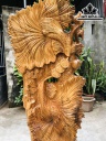 Tượng Cá Xiêm Đôi Gỗ Ngọc Am Cao 95 Ngang 39 Sâu 16 (cm)