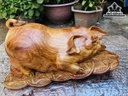 Tượng Heo Gỗ Hương Cao 19 Ngang 41 Sâu 22 (cm)
