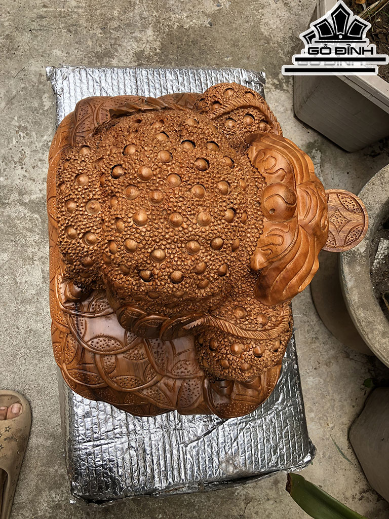 Tượng Thiềm Thừ Gỗ Xá Xị Cao 32 Ngang 50 Sâu 36 (cm)
