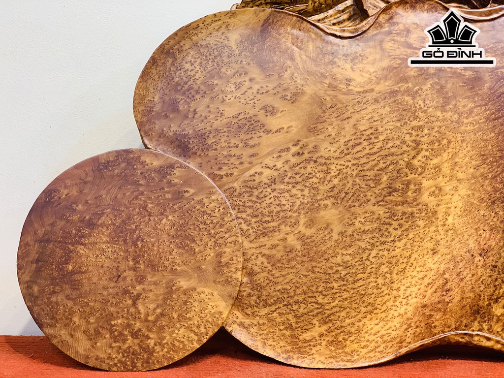 Khay Trà Song Ngư Uyên Ương Gỗ Nu Ngọc Am Cao 5 Ngang 75 Sâu 50 (cm)