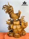 Tượng Gia Đình Gà Gỗ Hương Cao 83 Ngang 60 Sâu 28 (cm)