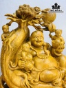 Tượng Phật Di Lặc Ngũ Phúc Ngồi Củ Sâm Gỗ Ngọc Am Cao 75 Ngang 72 Sâu 30 (cm)