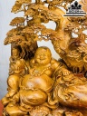 Tượng Phật Di Lặc Tam Phúc Gốc Tùng Gỗ Hương Cao 82 Ngang 78 Sâu 46 (cm)
