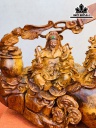 Tượng Phúc Lộc Thọ (Tam Đa) Gỗ Nu Hương Cao 35 Ngang 66 Sâu 17 (cm)