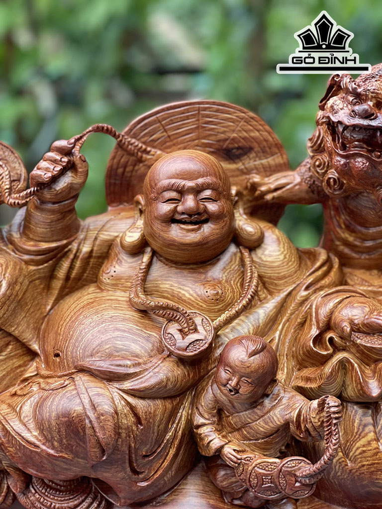 Tượng Phật Di Lặc Tam Phúc Gỗ Cẩm Cao 33 Ngang 66 Sâu 26 (cm)