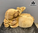 Tượng Chuột Phong Thủy Gỗ Ngọc Am Cao 23 Ngang 38 Sâu 14 (cm)
