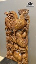 Tượng Gia Đình Gà Gỗ Ngọc Am Cao 88 Ngang 48 Sâu 18 (cm)