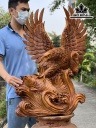 Tượng Đại Bàng Săn Mồi Gỗ Hương Cao 88 Ngang 60 Sâu 28 (cm)