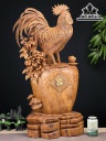 Tượng Gà Trống Gỗ Ngọc Am Cao 85 Ngang 44 Sâu 23 (cm)