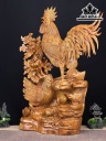 Tượng Gia Đình Gà Gỗ Hương Cao 82 Ngang 59 Sâu 22 (cm)