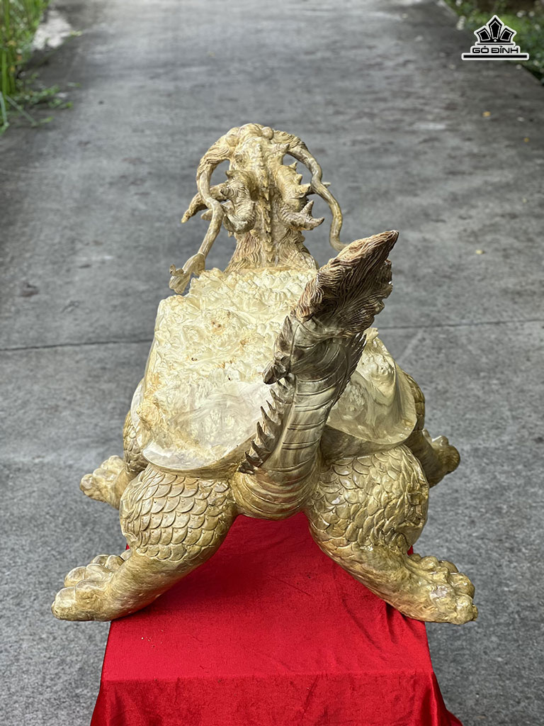 Tượng Long Quy Gỗ Nu Nghiến Cao 69 Ngang 105 Sâu 66 (cm)