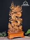 Tượng Nhất Long Gỗ Ngọc Am Cao 97 Ngang 42 Sâu 18 (cm)