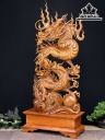 Tượng Nhất Long Gỗ Ngọc Am Cao 97 Ngang 42 Sâu 18 (cm)