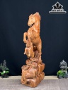 Tượng Song Mã Quần Tùng Gỗ Hương Cao 60 Ngang 38 Sâu 16 (cm)