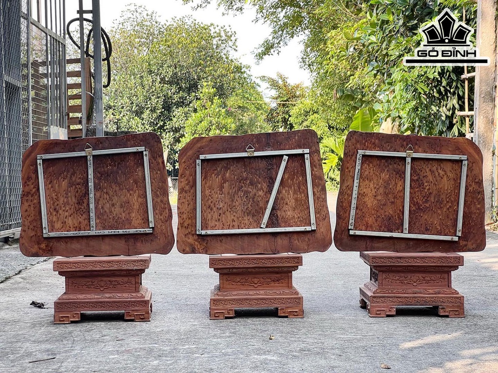 Tranh Phúc Lộc Thọ Gỗ Nu Ngọc Am Ngang 51x51x50 Cao 41 Sâu 3x1 (cm)