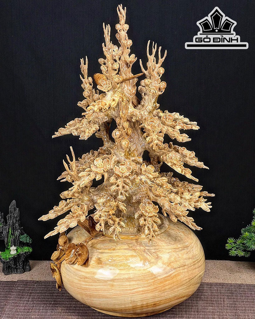 Bình Mai Phú Quý Gỗ Nu Nghiến Cao 61 Ngang 43 Sâu 35 (cm)